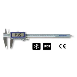 Borletti digitális tolómérő 0-200 mm, Bluetooth-os adatátvitel, 0,01 mm osztással, pontosság, 0,03 mm, 11 mm-es LCD kijelző